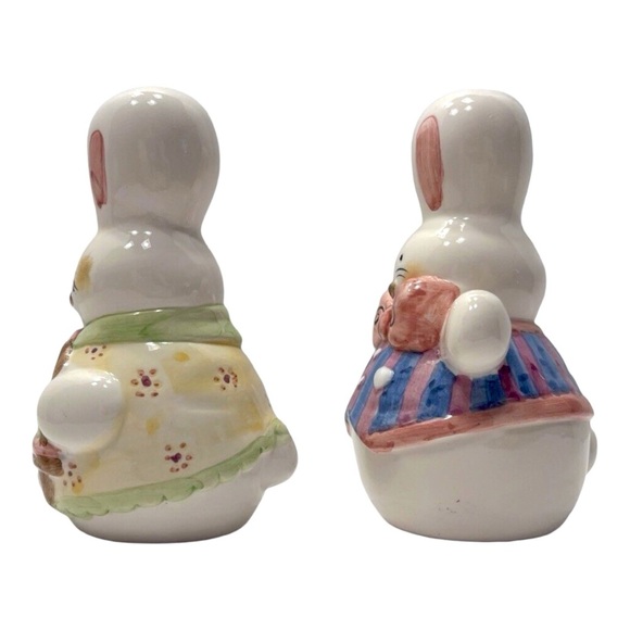 Vintage Kurt S Adler Ceramic White Easter Bunny Rabbits Salt & Pepper Shaker Set - Picture 5 of 13